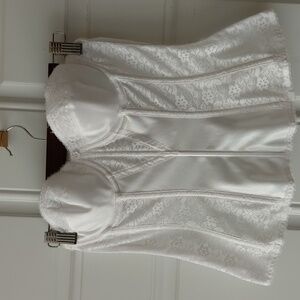 Dominique White Lace Strapless Bra/Corset  with Underwire Size 36A Like New